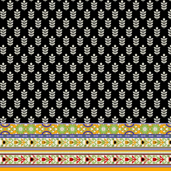 Textil Diseño Digital Alfombra Motivo Patrón Lujo Decoración Frontera Ikat —  Fotos de Stock