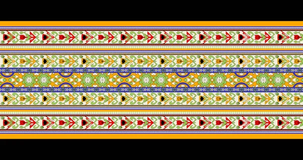 Bezproblemowy Wzór Etnicznymi Granicami Kwiaty Ilustracja Kwiatowa Azjatyckich Tekstyliach Granice — Zdjęcie stockowe