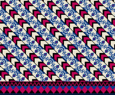 Çiçek tasarımı ile kusursuz vektör bandı sınırı. Doğulu etnik model. Soyut etnik geometrik model arka plan tasarımı duvar kağıdı, Hindistan sınır arkaplanı.