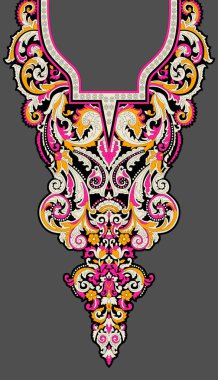 Güzel bir etnik sınır, çiçekler ve tekstil dijital motifi. Kashmiri paislay motif el hasta sanat eserleri dijital kumaş baskılar.