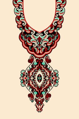 Renkli barok desenli desenli desenli sanat eserleri. Klasik stil dijital dupatta tasarımı ve çiçekli sınırlar Geometrik Etnik stil tasarım el yapımı sanat eserleri.