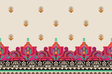 Textile Digital Ikat Ethnic Design Set of damask Border Baroque Pattern wallpapers gift card Frame for women cloth use Mughal Paisley Abstract Vintage Turkish Indian classical texture print in fabrics