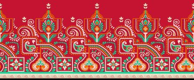 Güzel bir Barok Süslemesi geometrik etnik tarz sınır tasarımı suluboya el yapımı sanat deseni, tekrar çiçek deseni, klasik el çizimi.