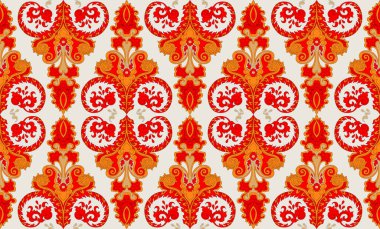 Dekoratif renkli, kusursuz Babür deseni. Modern temada klasik İslami motif çizimi. Geleneksel etnik vektör geçmişi