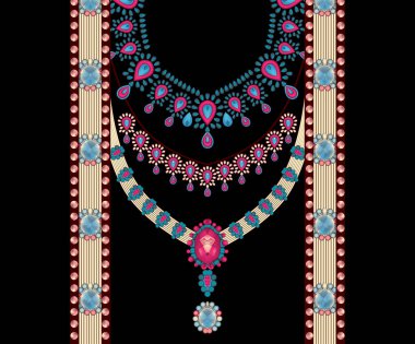 Sayısal tekstil tasarımı zarif Aztek tarzı çapraz dikiş motifleri lüks ve geometrik sınır geometrik ve etnik tasarım ile ön ve arka stil tasarımı baskıya hazır