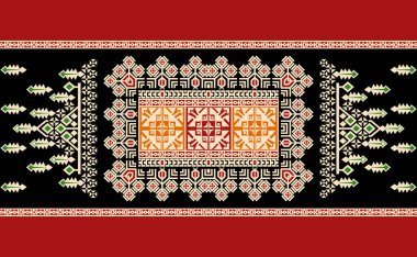 Etnik baskı kumaş deseni. Seramik, duvar kağıdı, tekstil, ağ ve kartlar için geometrik dikişsiz süs. Etnik model. Sınır süsü. Amerikan Yerlisi tasarımı, Navajo. Meksika motifi, Aztek süsü