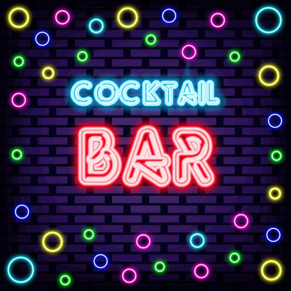 Cocktail Bar Neon Citaat Helder Bord Licht Spandoek Ontwerpelement Vector — Stockvector