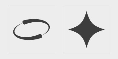 Y2K vektör kümesi. Soyut grafik geometrik sembollerin büyük bir koleksiyonu. Modern soyut formlar. Siyah arka planda izole edilmiş. Vektör illüstrasyonu
