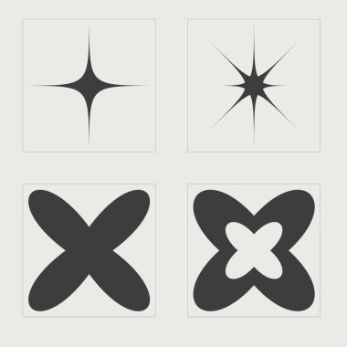 Y2K vektör kümesi. Acımasızlık yıldızları ve çiçek şekilleri. Y-2k tarzında nesneler. Retro Futurist. Vektör illüstrasyonu