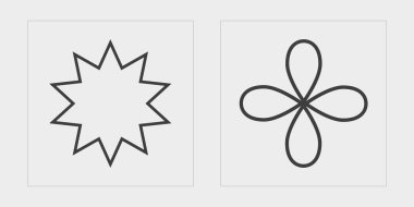 Vahşilik şekilleri. Soyut grafik geometrik sembollerin büyük bir koleksiyonu. Modern soyut formlar. Fütürist. Vektör illüstrasyonu