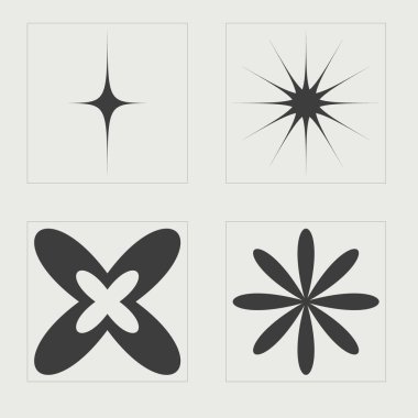 Y2K elementlerinin toplanması. Olağanüstü Grafik Varlıkları. Notlar için şablonlar, posterler. Projeler, posterler, afişler. Vektör illüstrasyonu