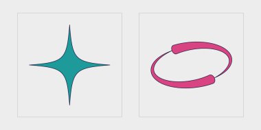 Y2K vektör kümesi. Geçmişe dönük grafik süslemeleri. Düz minimalist simgeler. Fütürist. Vektör illüstrasyonu