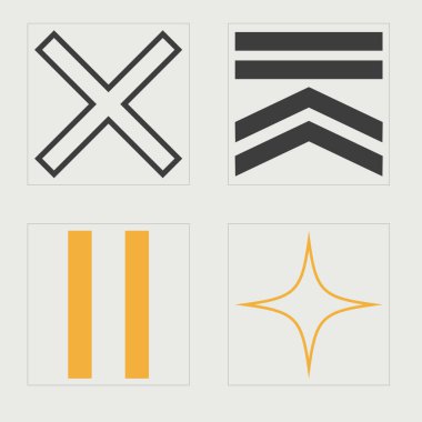 Vahşilik şekilleri. Çılgın psikedelik retro fütüristik set. Düz minimalist simgeler. Tasarım karşıtı. Vektör illüstrasyonu