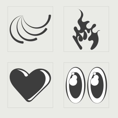 Nesnelerin Y2K biçim vektörleri kümesi. Acımasızlık yıldızları ve çiçek şekilleri. Düz minimalist simgeler. Yıldızlar, yıldız patlaması. Vektör illüstrasyonu