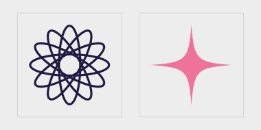 Vektör Grafik Varlıkları Ayarlandı. Soyut grafik geometrik sembollerin büyük bir koleksiyonu. Y-2k tarzında nesneler. Projeler, posterler, afişler. Vektör illüstrasyonu