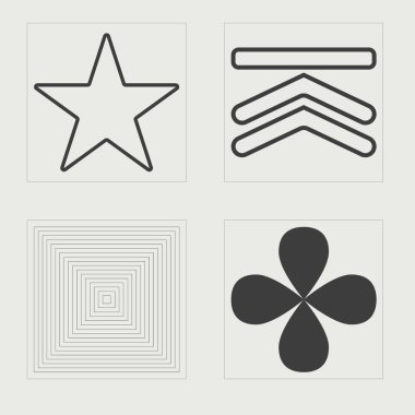 Vahşilik şekilleri. Moda geometrik postmodern figürler. Modern tişörtler için tasarlanmış. Fütürist. Vektör illüstrasyonu