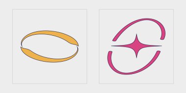 Y2K vektör kümesi. Moda geometrik postmodern figürler. Grafik dekorasyonu için elementler. Tasarım karşıtı. Vektör illüstrasyonu