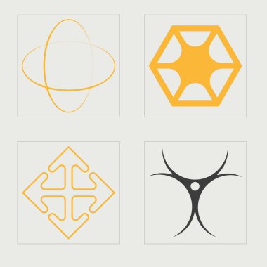 Vektör Grafik Varlıkları Ayarlandı. Olağanüstü Grafik Varlıkları. Düz minimalist simgeler. Retro Futurist. Vektör illüstrasyonu