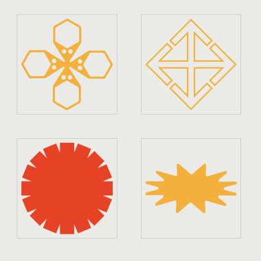 Nesnelerin Y2K biçim vektörleri kümesi. Geçmişe dönük grafik süslemeleri. Modern soyut formlar. Projeler, posterler, afişler. Vektör illüstrasyonu