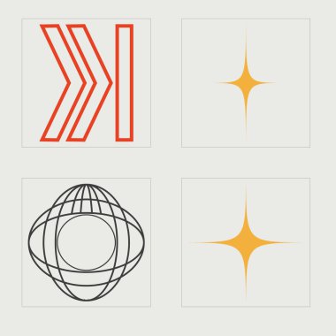 Tasarım için geçmişe dönük gelecek elementler. Acımasızlık yıldızları ve çiçek şekilleri. Siberpunk elementleri. Tasarım karşıtı. Vektör illüstrasyonu