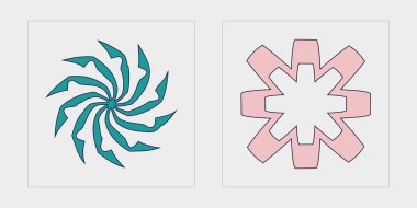 Vahşilik şekilleri. Moda geometrik postmodern figürler. Modern tişörtler için tasarlanmış. Fütürist. Vektör illüstrasyonu