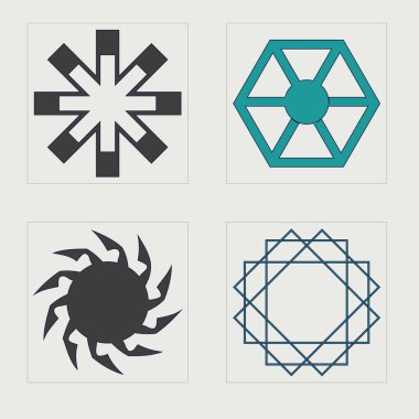 Tasarım için geçmişe dönük gelecek elementler. Geçmişe dönük grafik süslemeleri. Notlar için şablonlar, posterler. Siyah arka planda izole edilmiş. Vektör illüstrasyonu