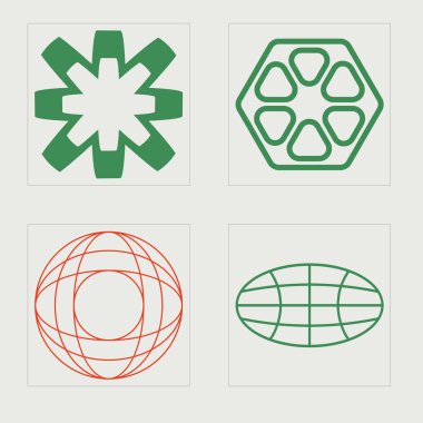 Y2K vektör kümesi. Moda geometrik postmodern figürler. Modern tişörtler için tasarlanmış. Tasarım karşıtı. Vektör illüstrasyonu