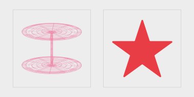 Tasarım için geçmişe dönük gelecek elementler. Soyut grafik geometrik sembollerin büyük bir koleksiyonu. Notlar için şablonlar, posterler. Retro Futurist. Vektör illüstrasyonu