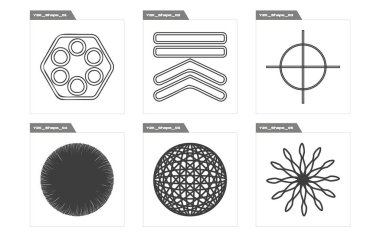 Vektör Grafik Varlıkları Ayarlandı. Geçmişe dönük grafik süslemeleri. Modern tişörtler için tasarlanmış. Siyah arka planda izole edilmiş. Vektör illüstrasyonu