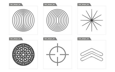 Vahşilik şekilleri. Moda geometrik postmodern figürler. Modern soyut formlar. Tasarım karşıtı. Vektör illüstrasyonu