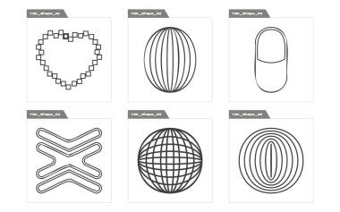 Nesnelerin Y2K biçim vektörleri kümesi. Olağanüstü Grafik Varlıkları. Siberpunk elementleri. Yıldızlar, yıldız patlaması. Vektör illüstrasyonu