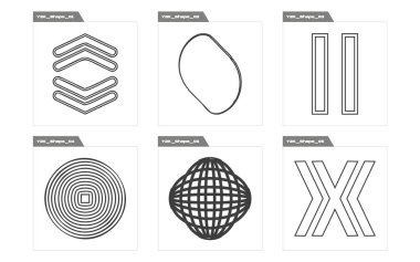 Y2K vektör kümesi. Çılgın psikedelik retro fütüristik set. Grafik dekorasyonu için elementler. Tasarım karşıtı. Vektör illüstrasyonu