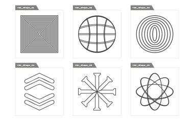Vektör Grafik Varlıkları Ayarlandı. Çılgın psikedelik retro fütüristik set. Düz minimalist simgeler. Siyah arka planda izole edilmiş. Vektör illüstrasyonu