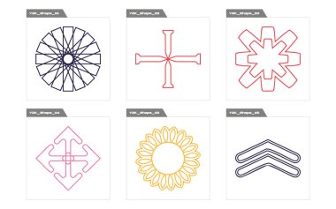 Y2K vektör kümesi. Çılgın psikedelik retro fütüristik set. Modern tişörtler için tasarlanmış. Siyah arka planda izole edilmiş. Vektör illüstrasyonu
