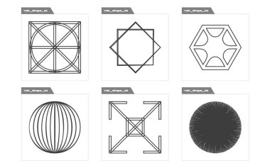 Tasarım için geçmişe dönük gelecek elementler. Olağanüstü Grafik Varlıkları. Modern soyut formlar. Projeler, posterler, afişler. Vektör illüstrasyonu