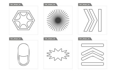 Vahşilik şekilleri. Olağanüstü Grafik Varlıkları. Notlar için şablonlar, posterler. Yıldızlar, yıldız patlaması. Vektör illüstrasyonu