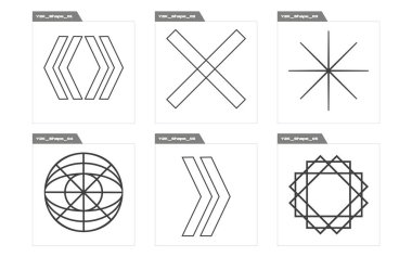 Y2K vektör kümesi. Çılgın psikedelik retro fütüristik set. Notlar için şablonlar, posterler. Retro Futurist. Vektör illüstrasyonu