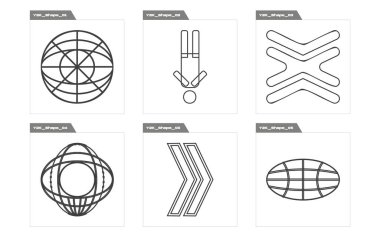 Vektör Grafik Varlıkları Ayarlandı. Olağanüstü Grafik Varlıkları. Y-2k tarzında nesneler. Tasarım karşıtı. Vektör illüstrasyonu