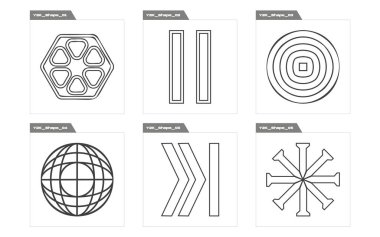 Vahşilik şekilleri. Geçmişe dönük grafik süslemeleri. Siberpunk elementleri. Yıldızlar, yıldız patlaması. Vektör illüstrasyonu