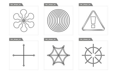 Vahşilik şekilleri. Olağanüstü Grafik Varlıkları. Y-2k tarzında nesneler. Fütürist. Vektör illüstrasyonu