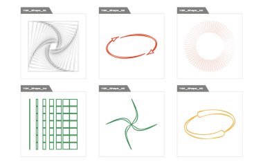 Vektör Grafik Varlıkları Ayarlandı. Moda geometrik postmodern figürler. Grafik dekorasyonu için elementler. Yıldızlar, yıldız patlaması. Vektör illüstrasyonu