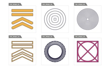Y2K elementlerinin toplanması. Moda geometrik postmodern figürler. Düz minimalist simgeler. Yıldızlar, yıldız patlaması. Vektör illüstrasyonu