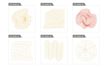 Vahşilik şekilleri. Tasarım için büyük bir retro nesne seti. Düz minimalist simgeler. Fütürist. Vektör illüstrasyonu