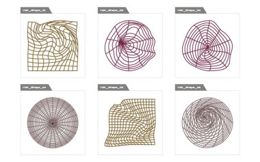 Vahşilik şekilleri. Çılgın psikedelik retro fütüristik set. Düz minimalist simgeler. Yıldızlar, yıldız patlaması. Vektör illüstrasyonu