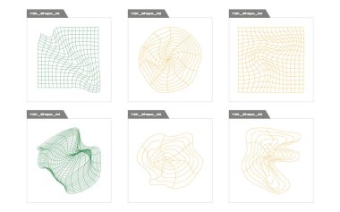 Y2K elementlerinin toplanması. Tasarım için büyük bir retro nesne seti. Grafik dekorasyonu için elementler. Siyah arka planda izole edilmiş. Vektör illüstrasyonu