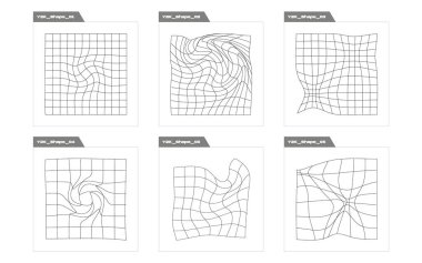 Nesnelerin Y2K biçim vektörleri kümesi. Olağanüstü Grafik Varlıkları. Grafik dekorasyonu için elementler. Fütürist. Vektör illüstrasyonu