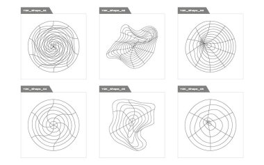 Tasarım için geçmişe dönük gelecek elementler. Moda geometrik postmodern figürler. Y-2k tarzında nesneler. Projeler, posterler, afişler. Vektör illüstrasyonu