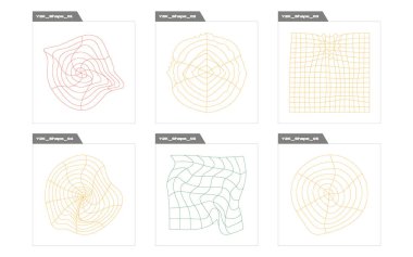 Y2K elementlerinin toplanması. Tasarım için büyük bir retro nesne seti. Modern soyut formlar. Projeler, posterler, afişler. Vektör illüstrasyonu