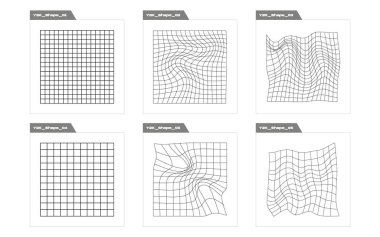 Vahşilik şekilleri. Çılgın psikedelik retro fütüristik set. Modern tişörtler için tasarlanmış. Retro Futurist. Vektör illüstrasyonu