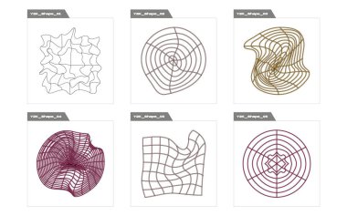 Tasarım için geçmişe dönük gelecek elementler. Soyut grafik geometrik sembollerin büyük bir koleksiyonu. Düz minimalist simgeler. Yıldızlar, yıldız patlaması. Vektör illüstrasyonu